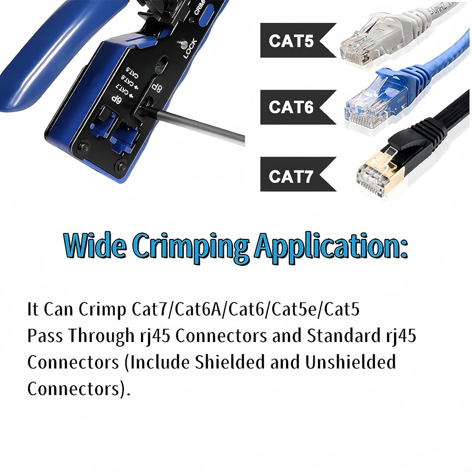 RJ45 Pass through Crimp Tool Ethernet Crimping Tool for CAT7/CAT6/CAT5