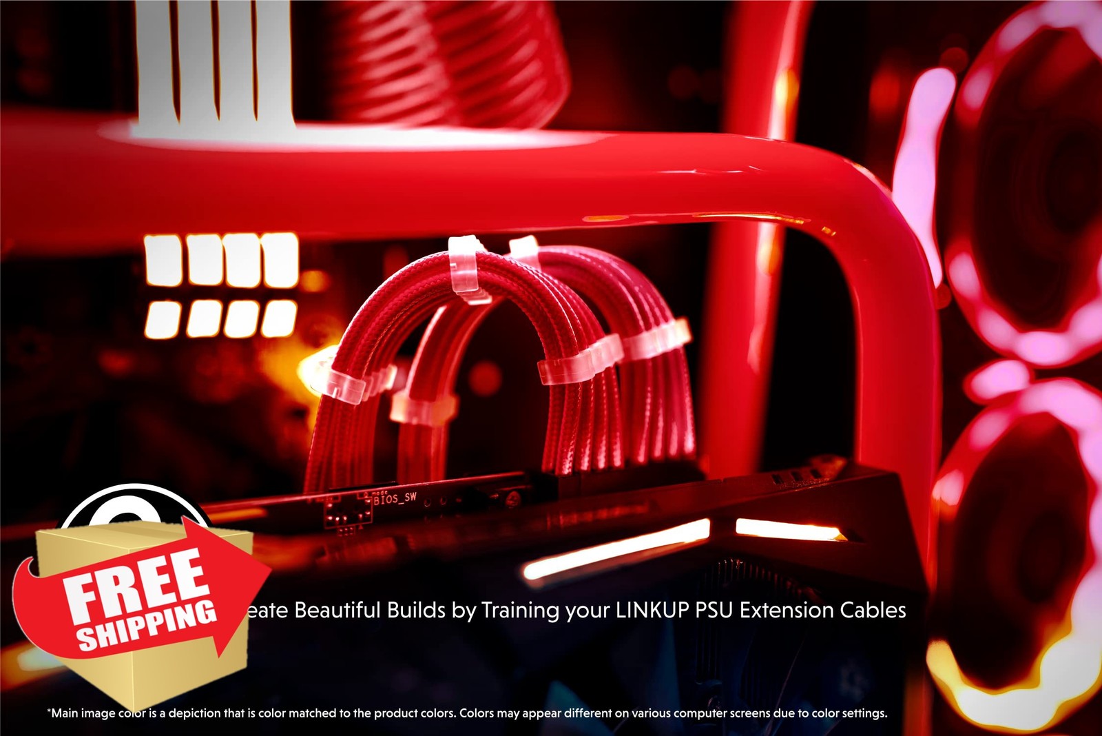 LINKUP – AVA 30cm PSU Cable Extension Sleeved Custom Mod GPU PC Braided w/Com…