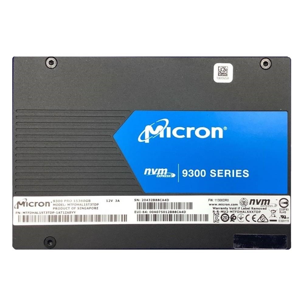 Micron 9300 PRO Series 15.36TB SSD 2.5″ U.2 PCIe NVME MTFDHAL15T3TDP-1AT1ZABYY