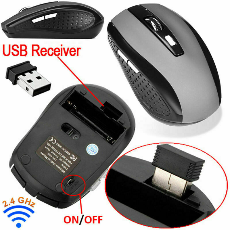 2 Wireless Optical Mouse Mice & USB Receiver For PC Laptop Computer DPI 2.4GHz