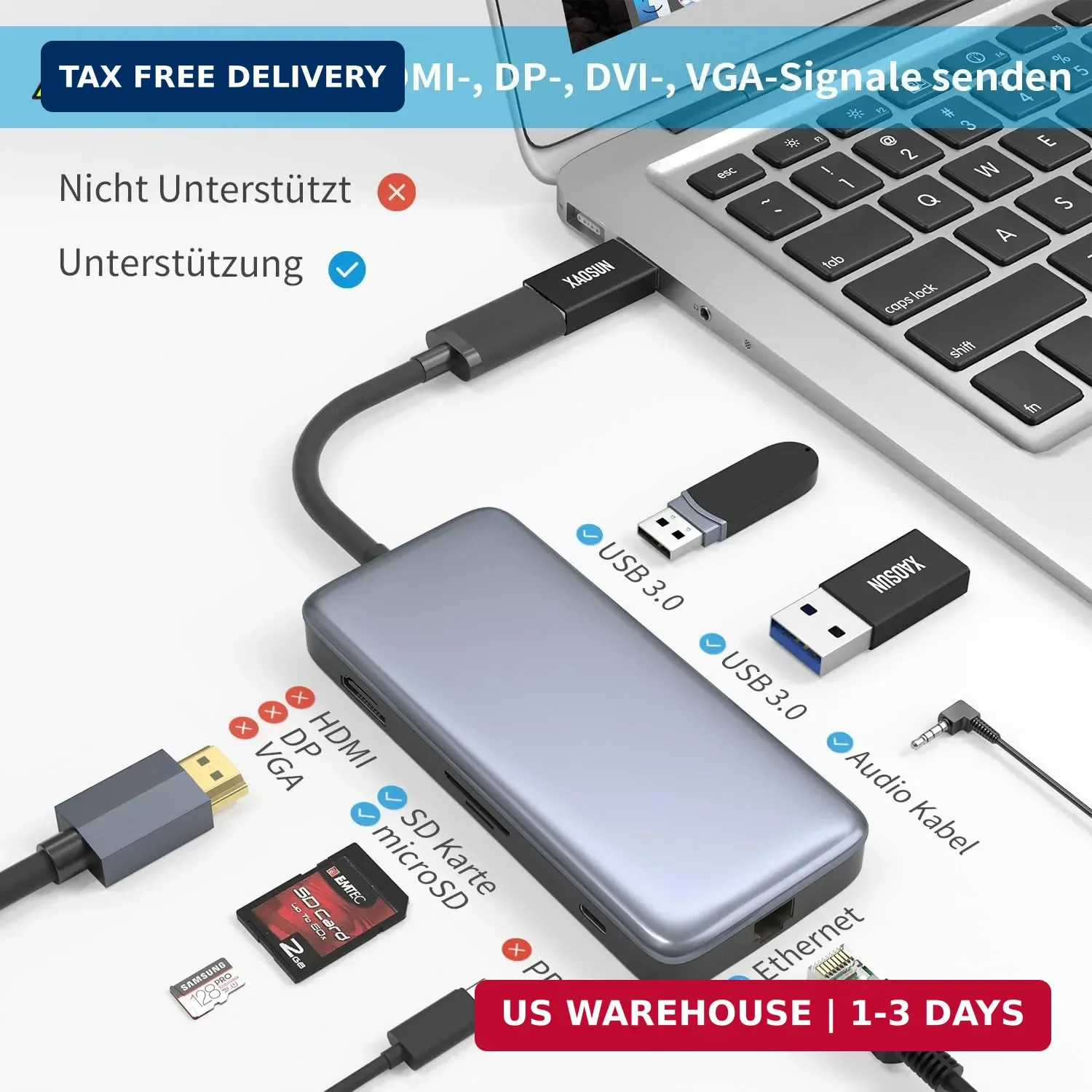 XAOSUN [10Gbps] USB C Female to USB Male Adapter (2-Pack), 3.1 USB A to C Adapte
