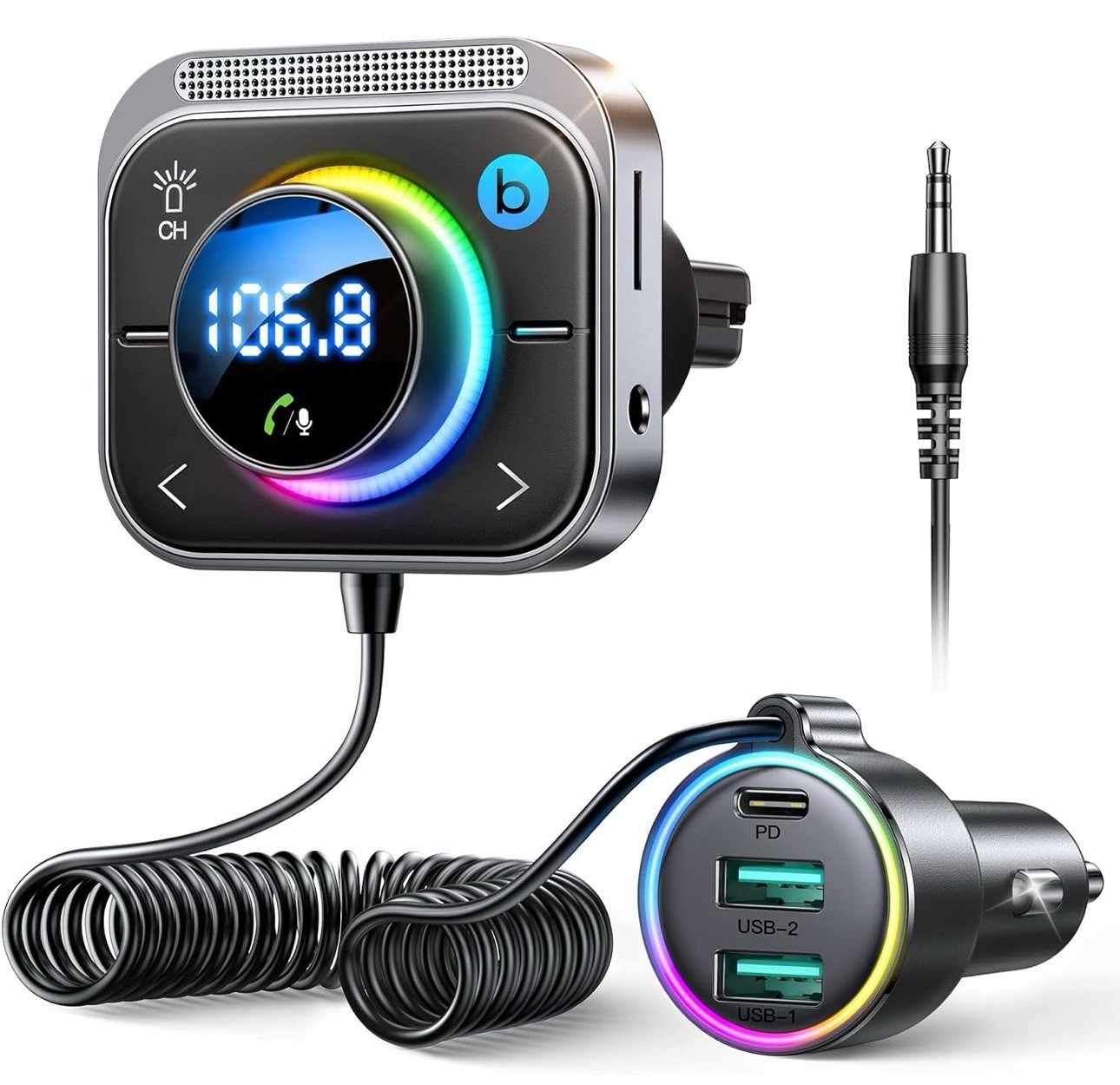 66W Bluetooth 5.4 Car Adapter Aux with 3 Charging Ports【PD 30W & 2 * 18W】【Air…