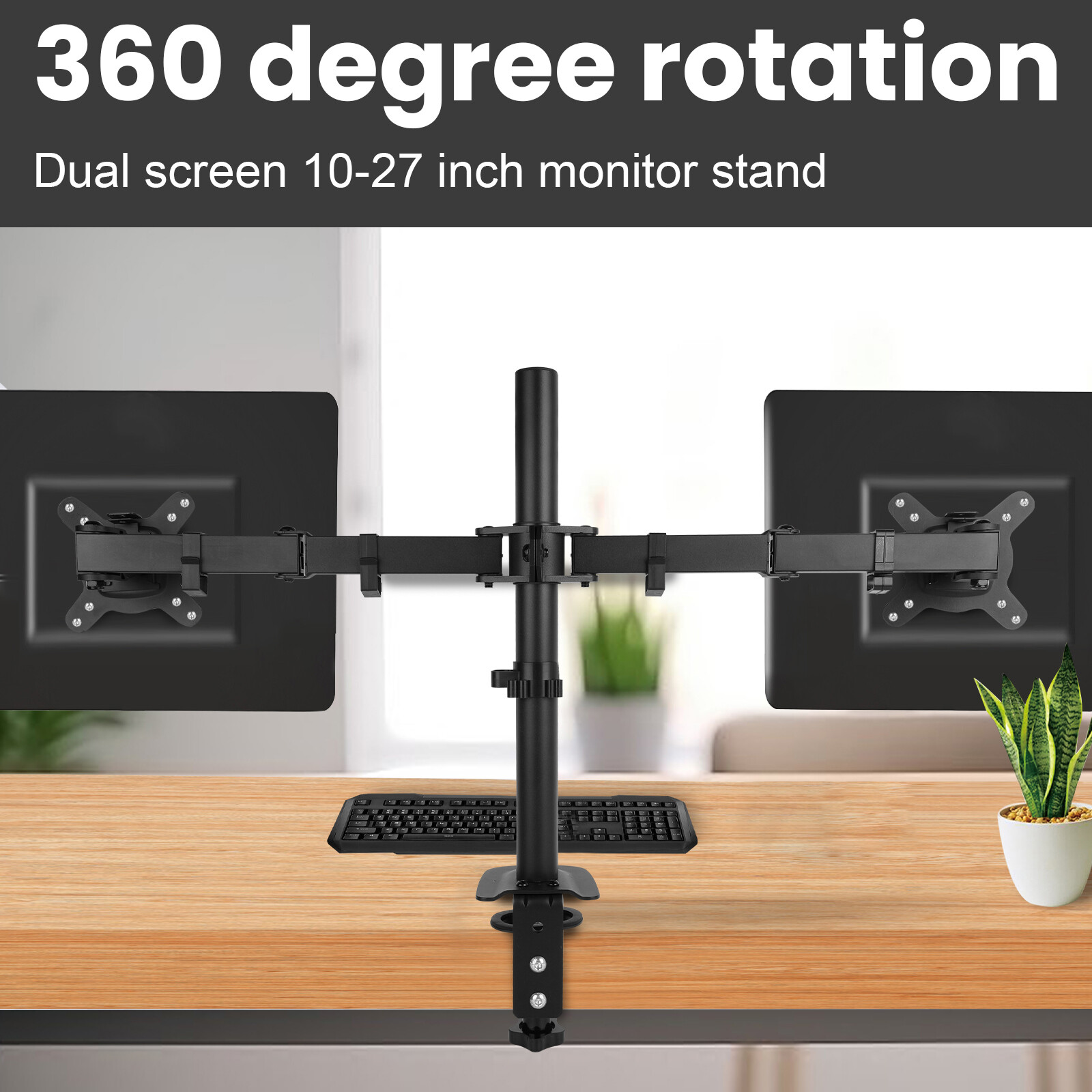 Dual Monitor Stand 10-32in Screen Adjustable Swivel VESA Gas Spring Desk Mount
