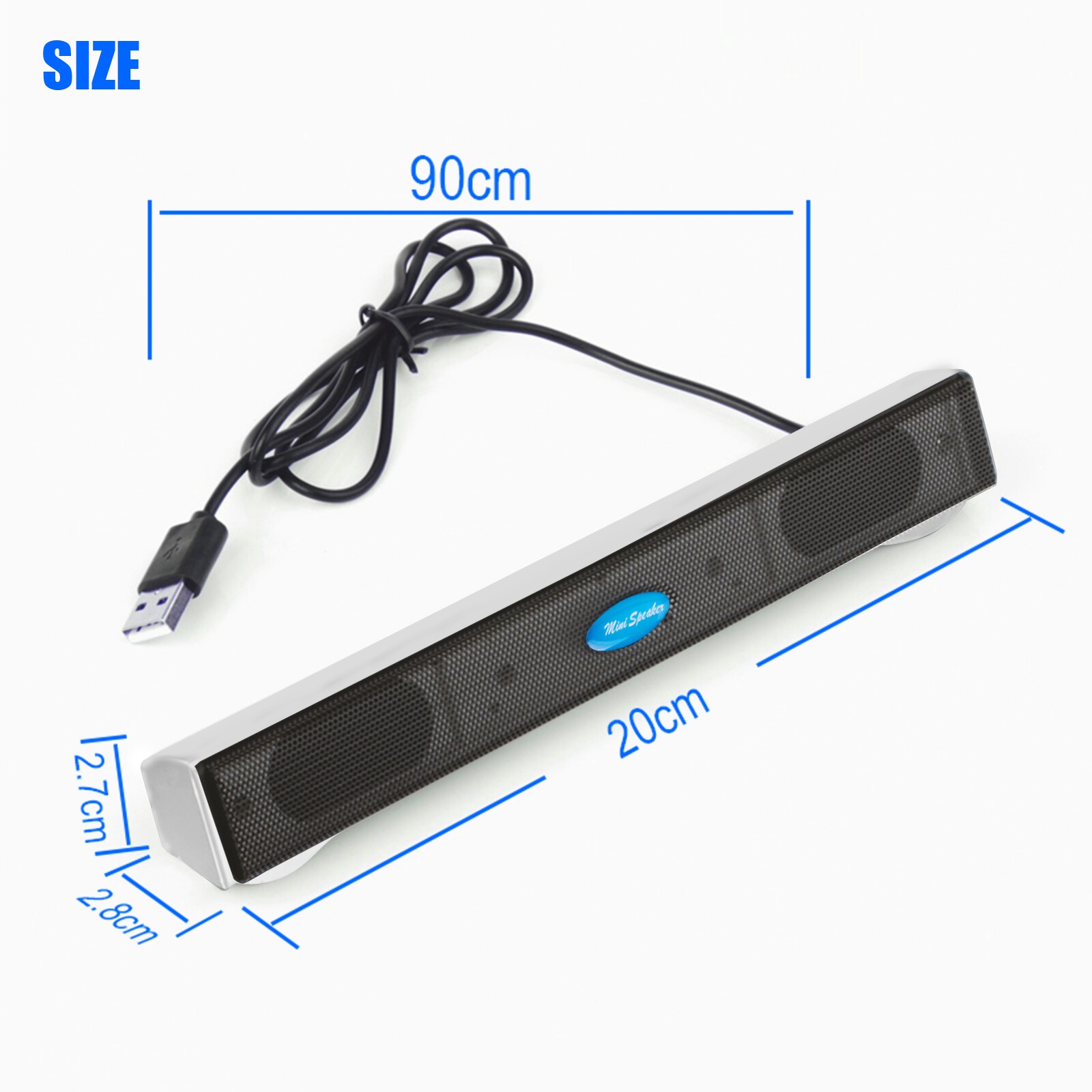 2.0 Stereo Sound Computer Mini Speakers USB Wired Soundbar for Desktop PC Laptop