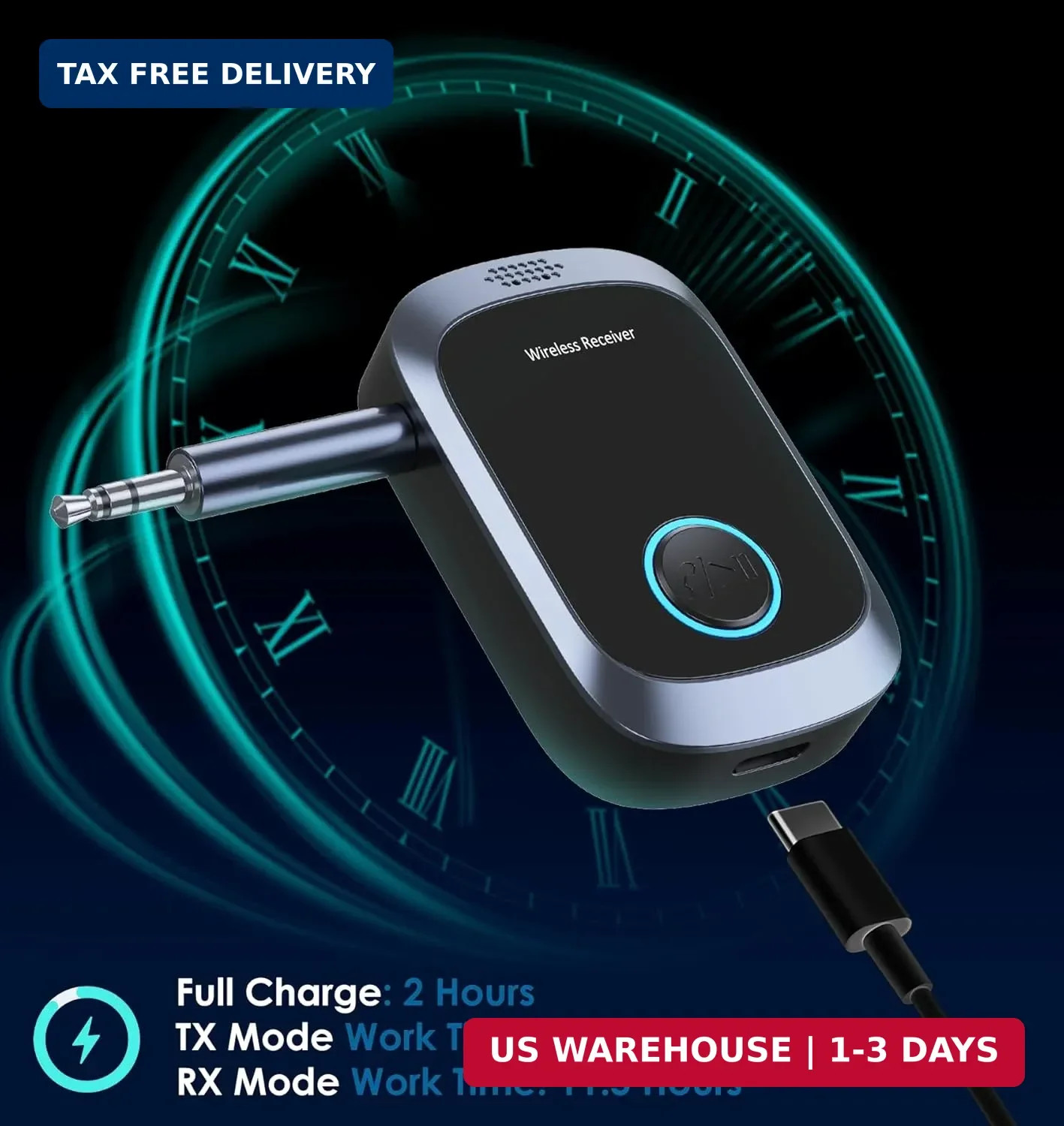 Bluetooth AUX Adapter for Car, Auxiliary Bluetooth Adapter for Car Music & Hands