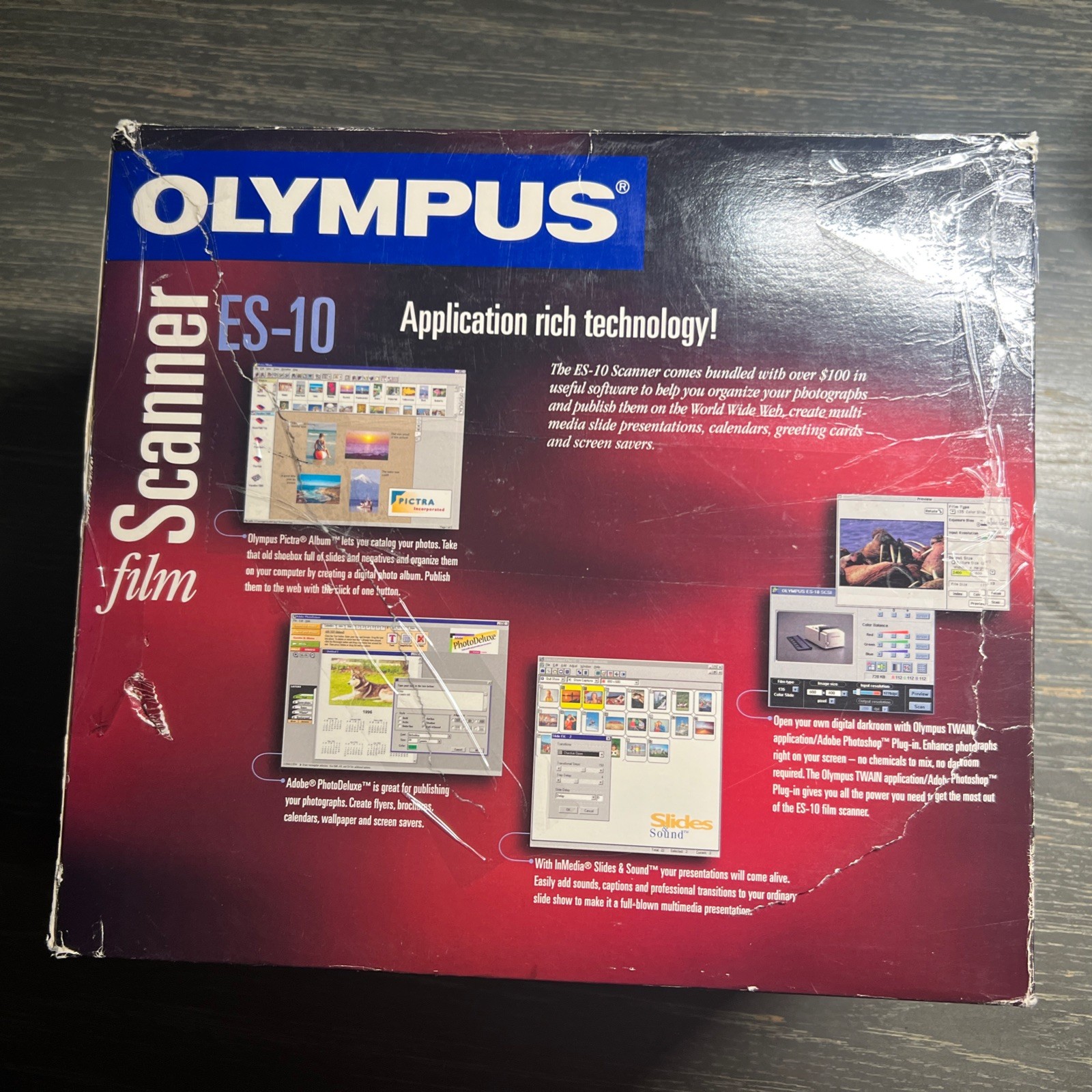 Olympus ES-10 Film Scanner Parallel Vision W/Cords & Slide Holder New In Box
