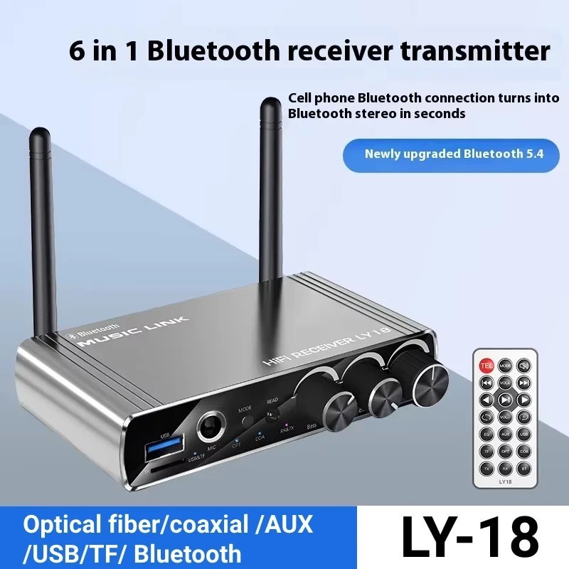 Bluetooth 5.4 Receiver Transmitter Support USB U-Disk Play Wireless Adapter AUX