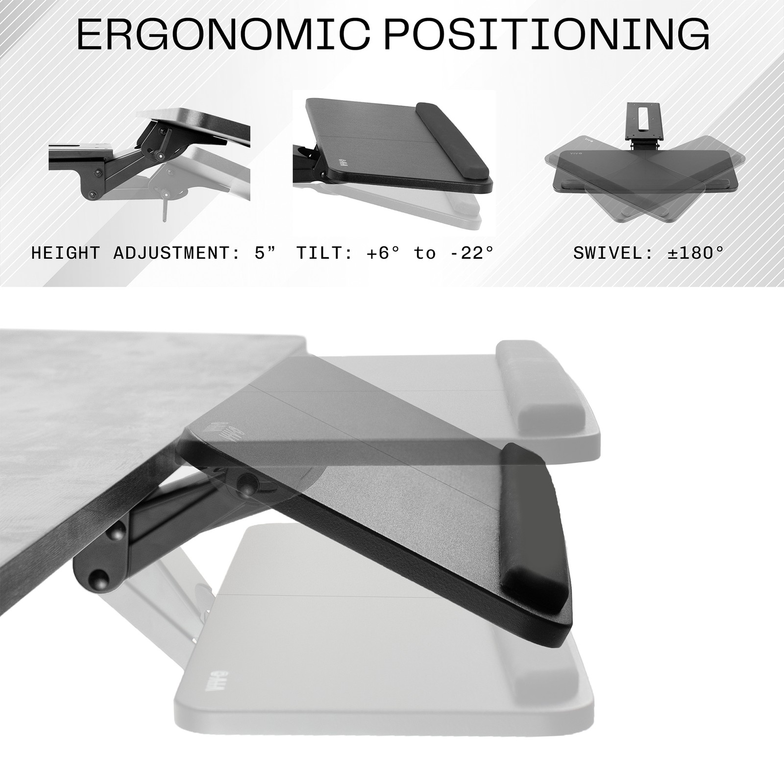 VIVO Adjustable Computer Keyboard & Mouse Platform Tray Under Table Desk Mount