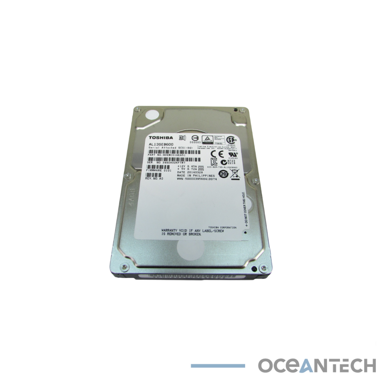 Toshiba AL13SEB600 600GB 2.5″ 64MB SAS 6Gb/s Hard Drive Grade A No Tray