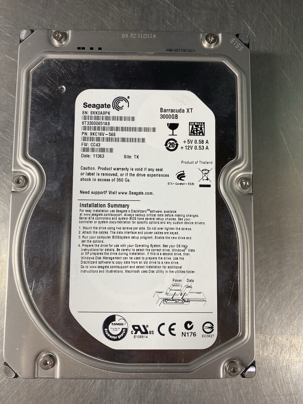 Seagate Barracuda XT ST33000651AS 3TB SATA Hard Drive