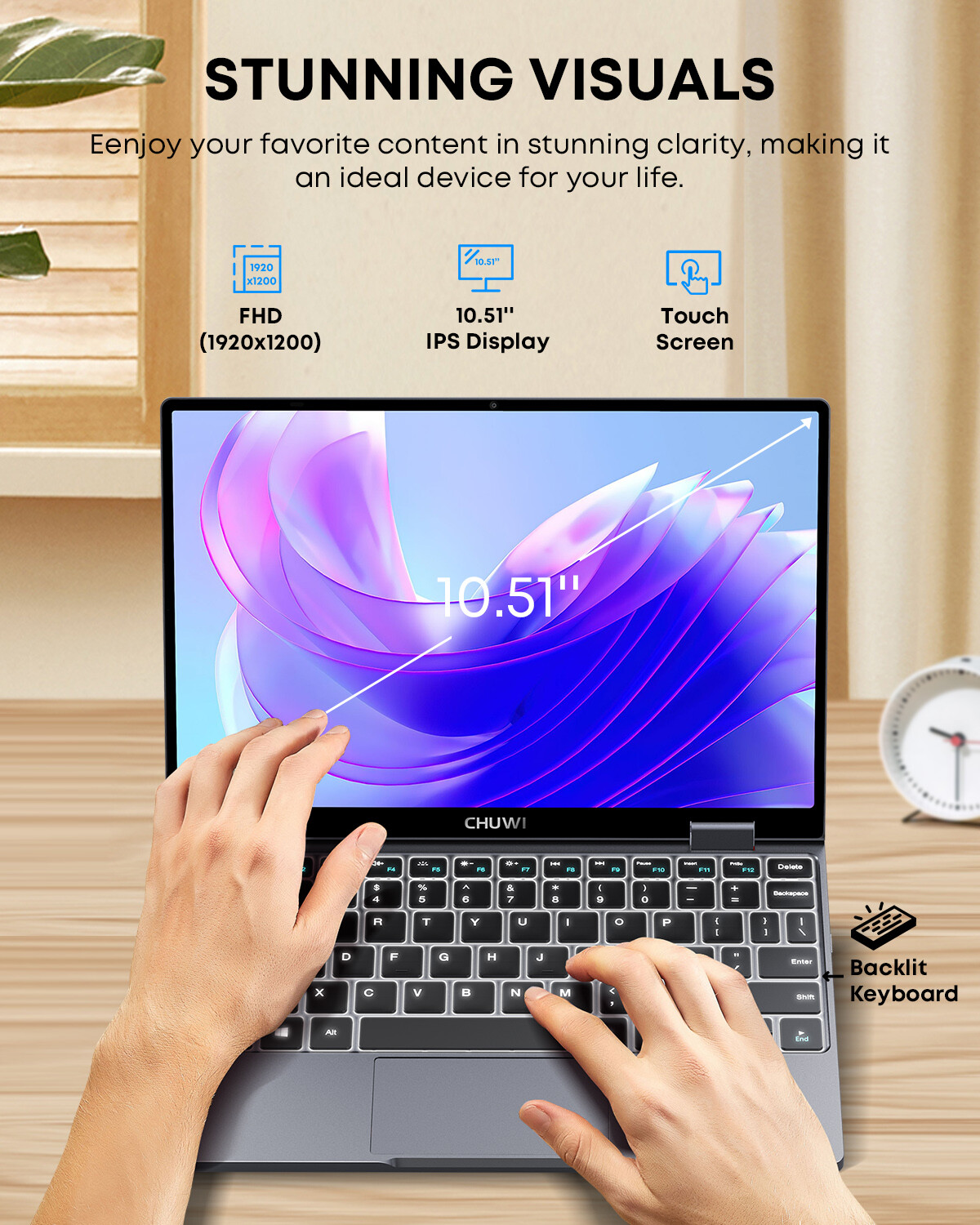 CHUWI 10.51” MiniBook X Windwos 11 Intel N100 Touchscreen Laptop 12G+512G SSD