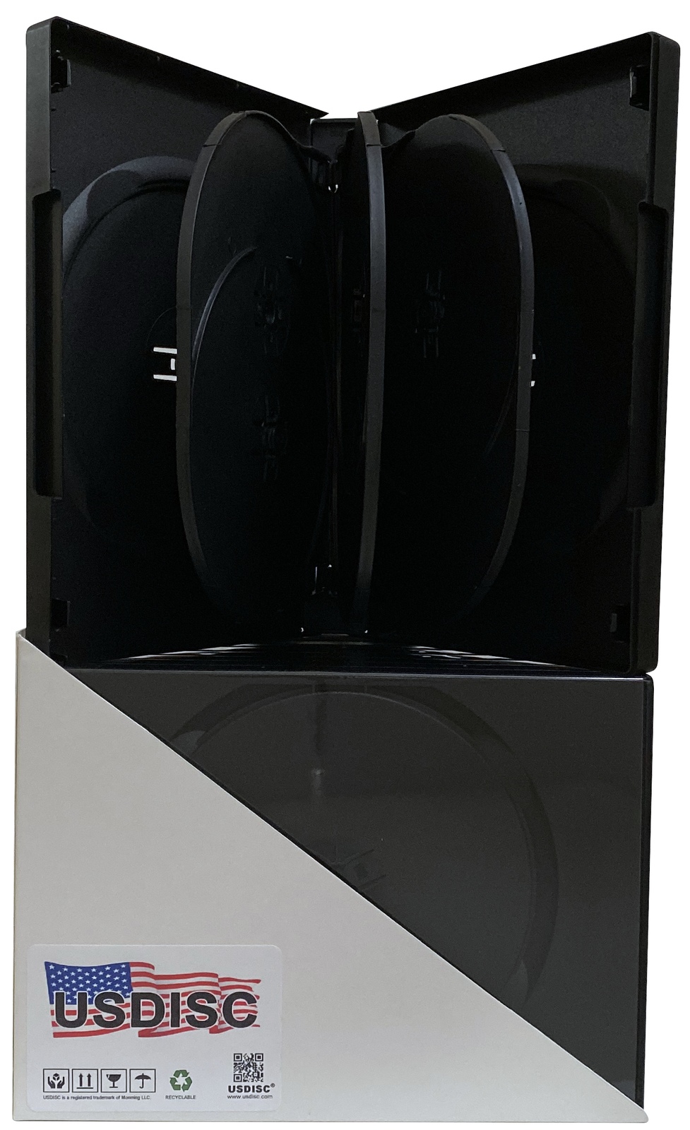 USDISC DVD Cases Chubby 27mm Economy, Octuple 8 Disc (Black) Lot