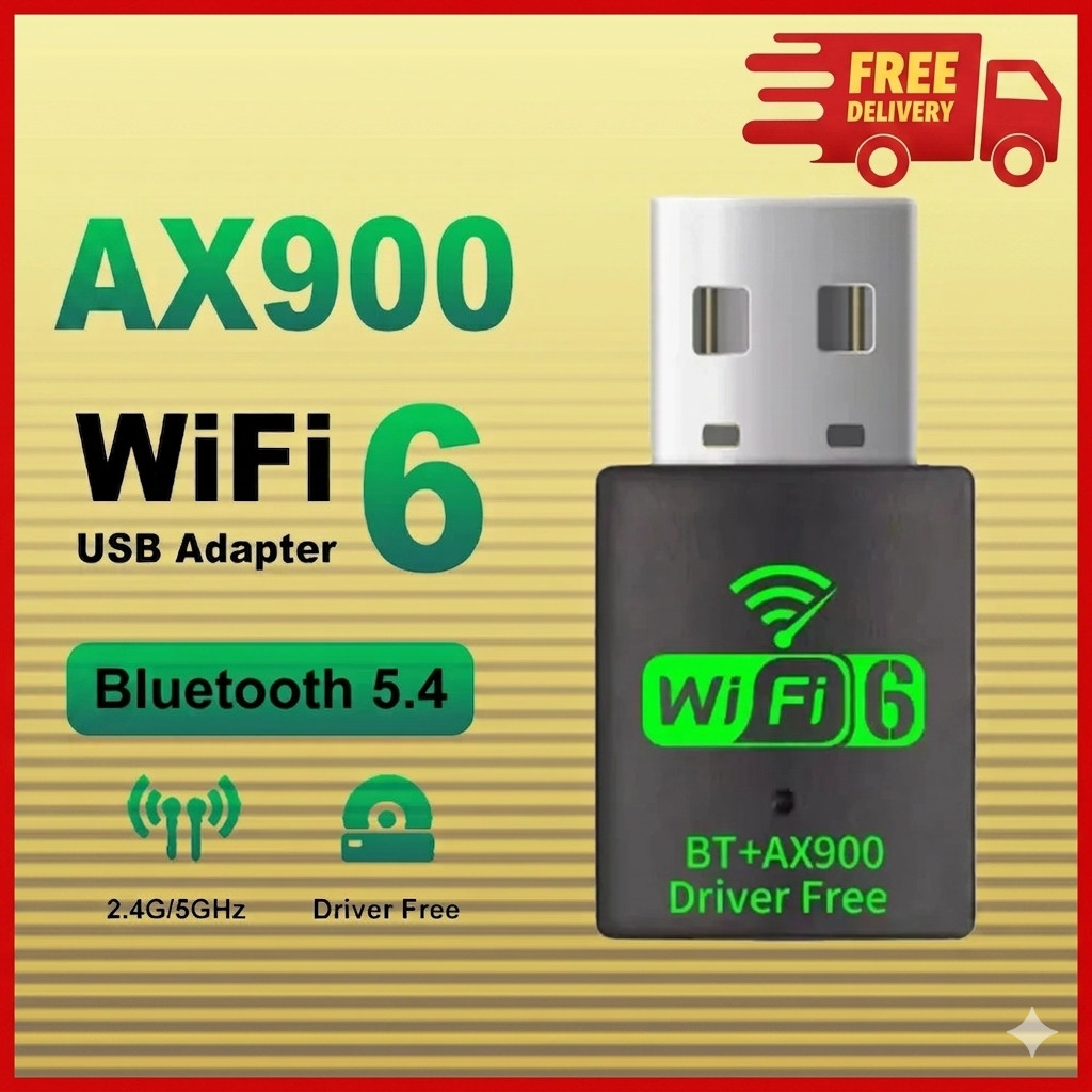 WiFi 6 USB Adapter AX900 Dual Band 2.4G 5GHz BT 5.4 for Windows 10 11 Free Ship