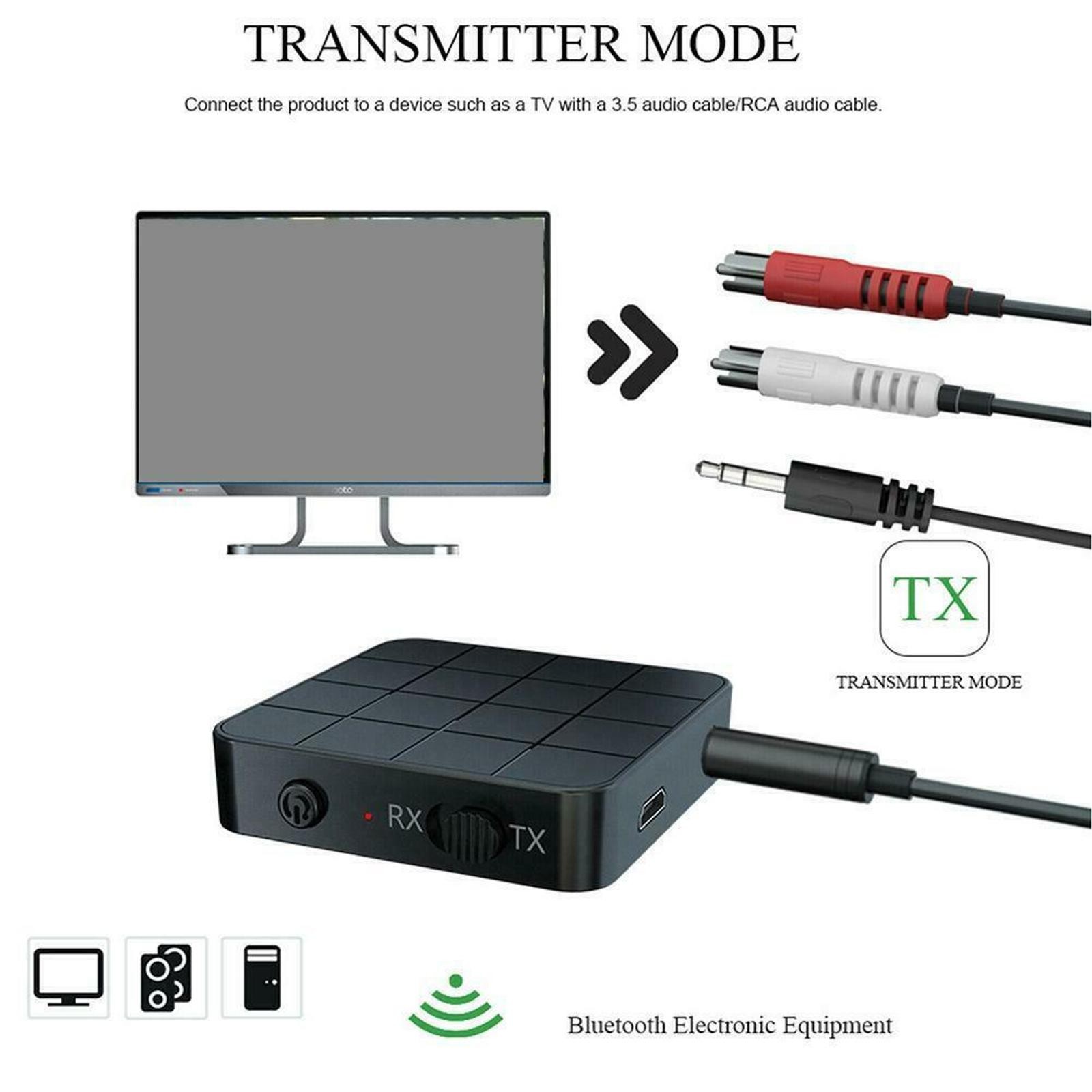2-in-1 Bluetooth 5.0 Transmitter & Receiver Wireless 3.5mm AUX Audio RX/TX Mode