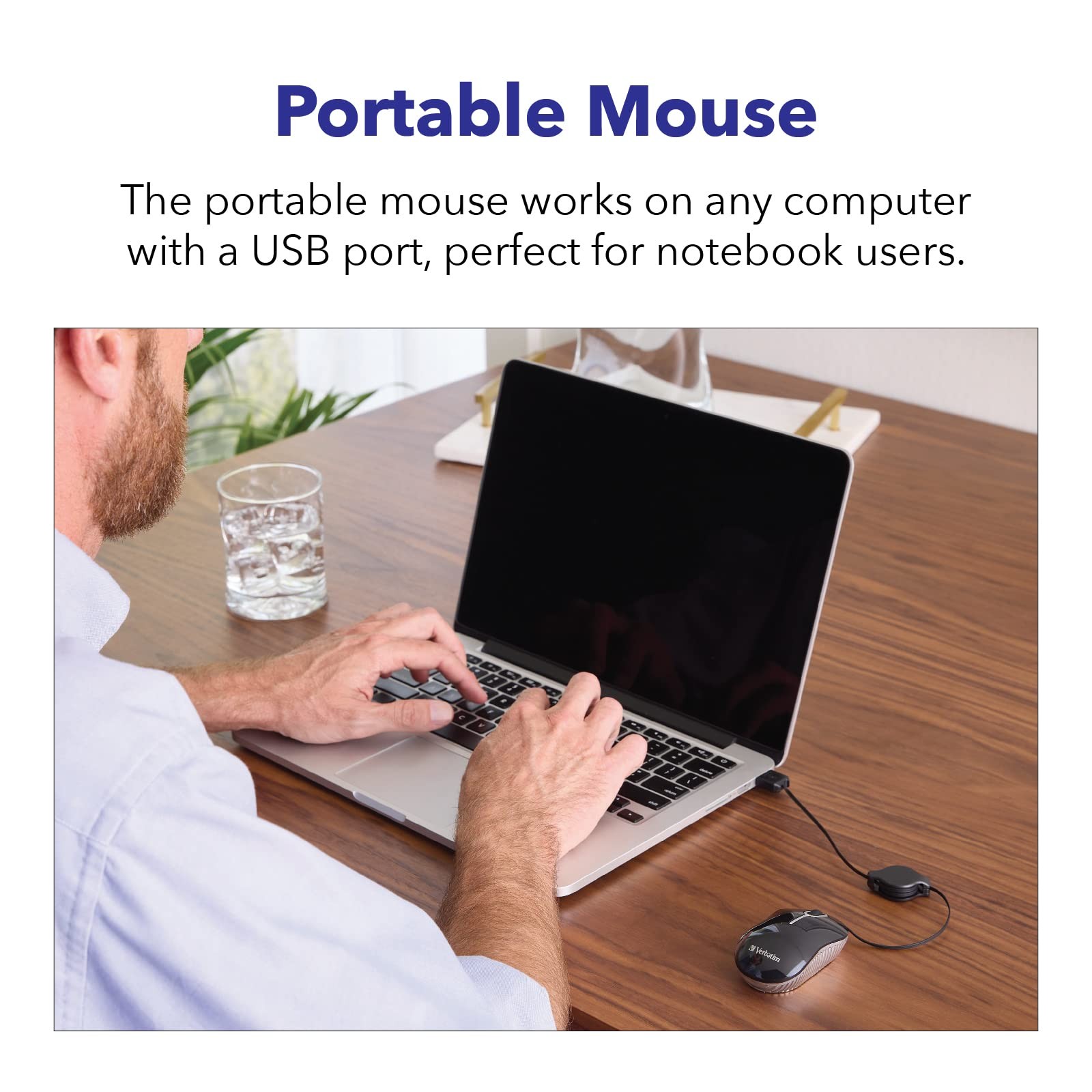 Verbatim Wired Optical Computer Mini USB-A Mouse – Plug & Play Mini, BLUE