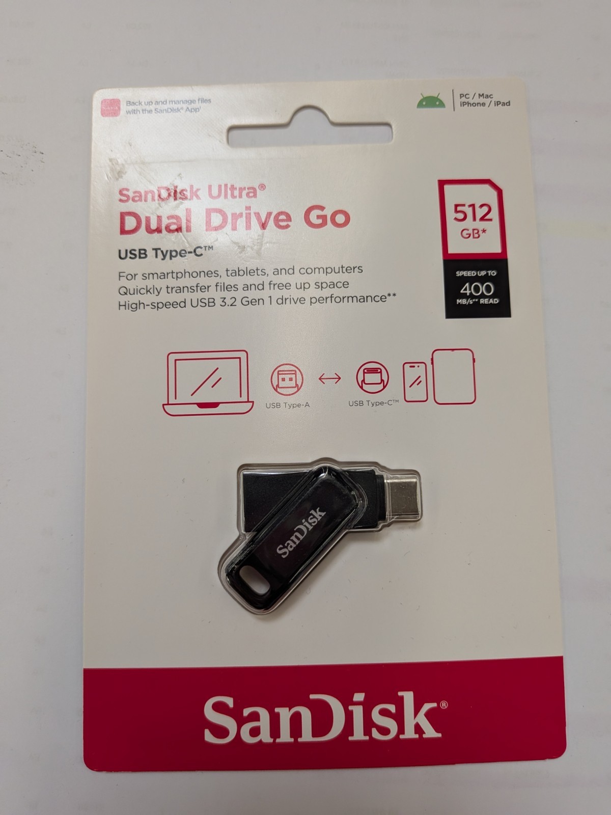 SanDisk Ultra 512GB Dual Drive Go USB Type-C Flash Drive (SDDDC3-512G-AW46)*NEW*