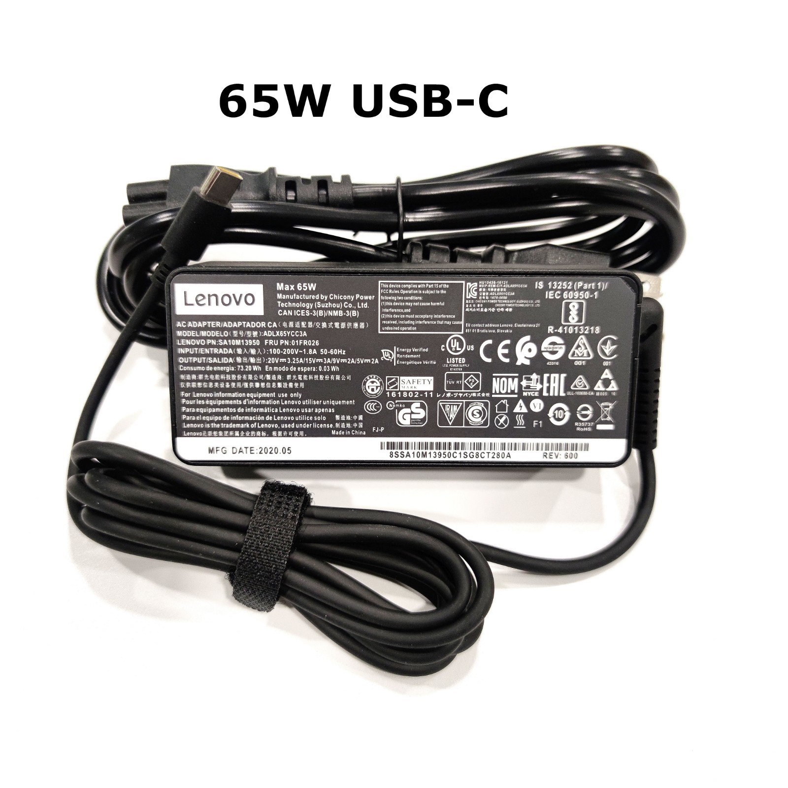 Genuine OEM 65W USB C Type C AC Adapter Charger ADLX65YDC2A Lenovo ThinkPad Yoga