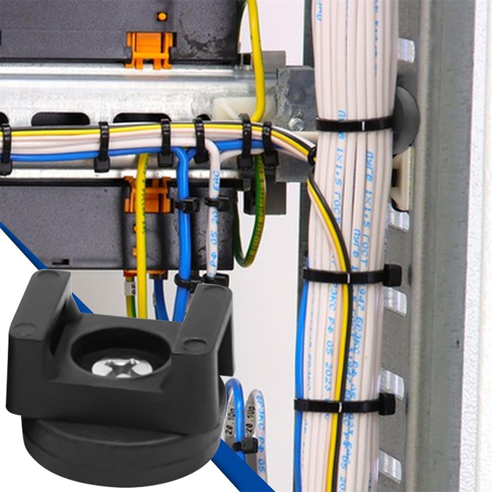 20Pcs Magnetic Cable Zip Tie Mount Base Wire Clips Management Base Holder Black