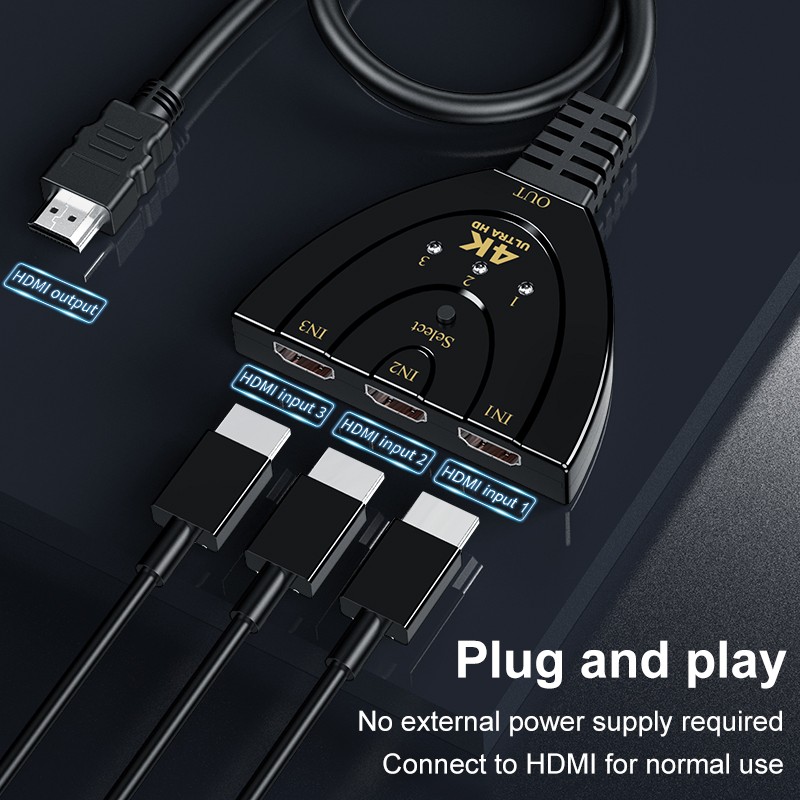 4K HDMI Cable Splitter Adapter Converter 3 In 1 Out 1 Male to 3 Female lot