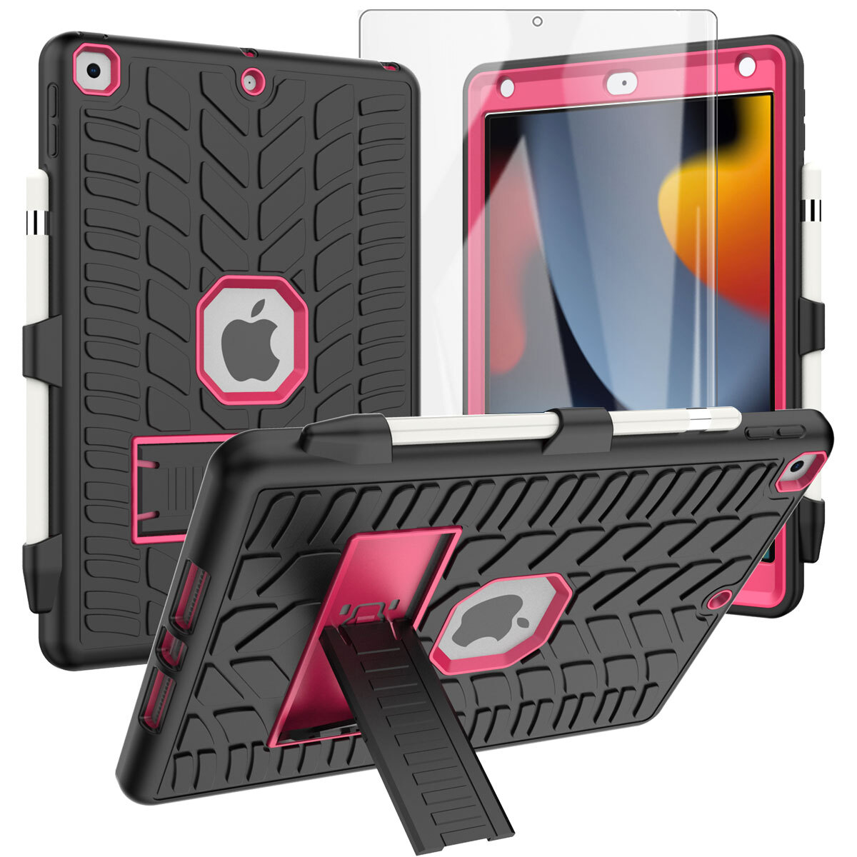 iPad 9th 8th 7th Generation Case Shockproof Heavy Duty Cover + Screen Protector