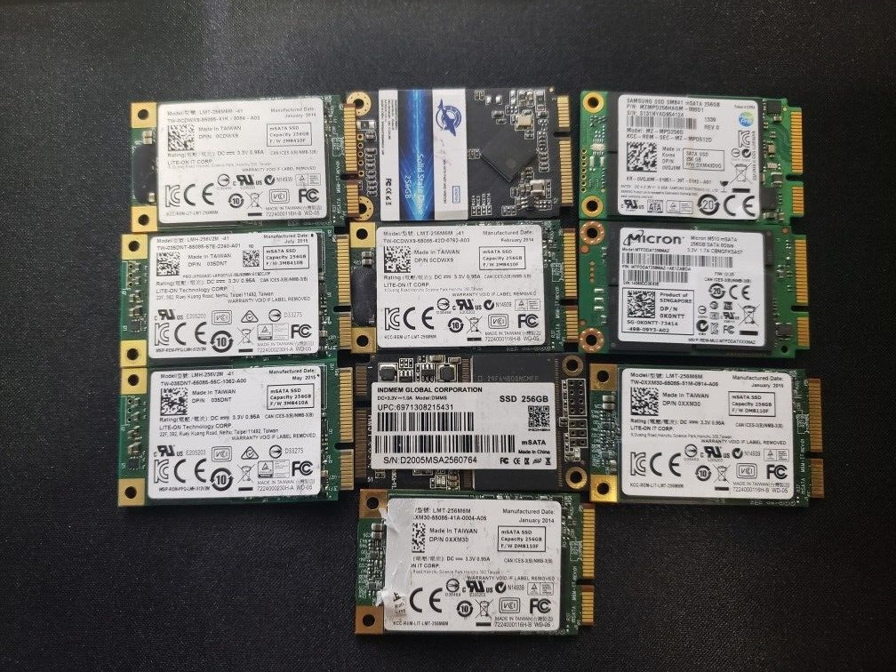 [ BULK LOT of 10] 256GB SSD MSATAs SAMSUNG HYNIX SANDISK TOSHIBA WD