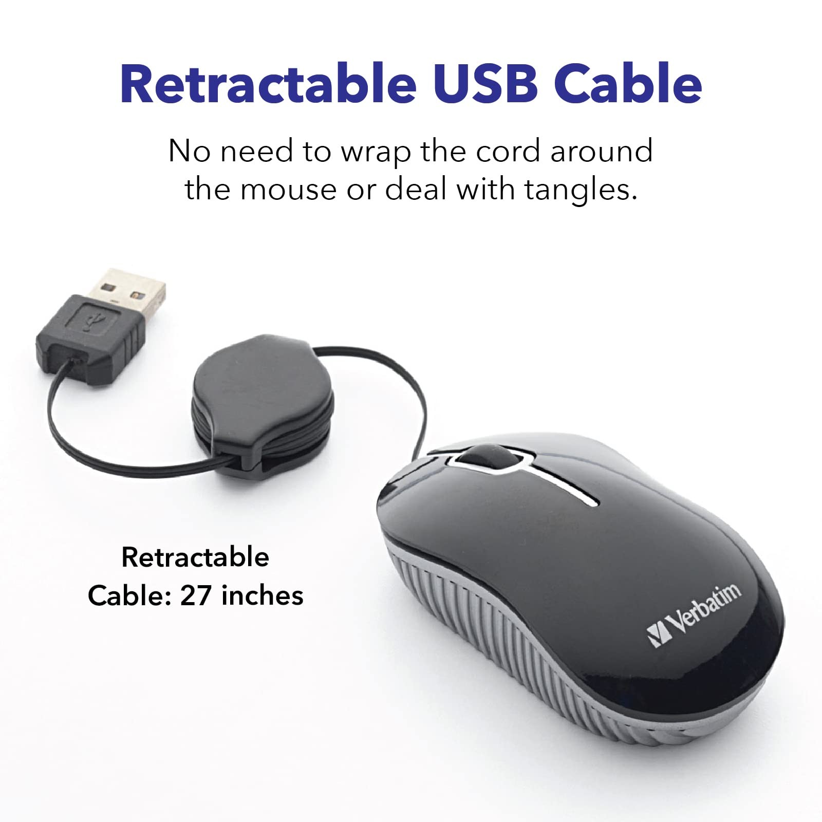 Verbatim Wired Optical Computer Mini USB-A Mouse – Plug & Play Mini, BLUE