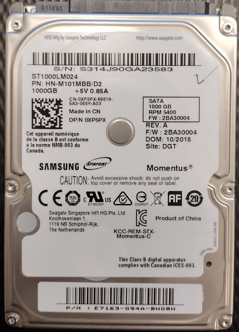 1TB Samsung ST1000LM024 2.5″ SATA Internal 5400RPM Laptop Hard Drive – TESTED