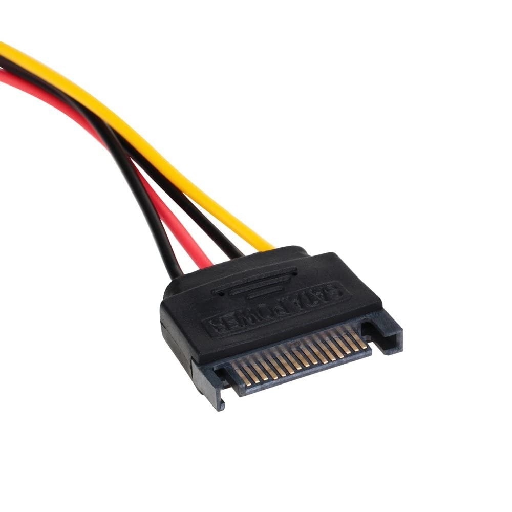 SATA 15 Pin Male to 4-Pin Molex Female Power Cable – 3 Pack of 7-inch Cords