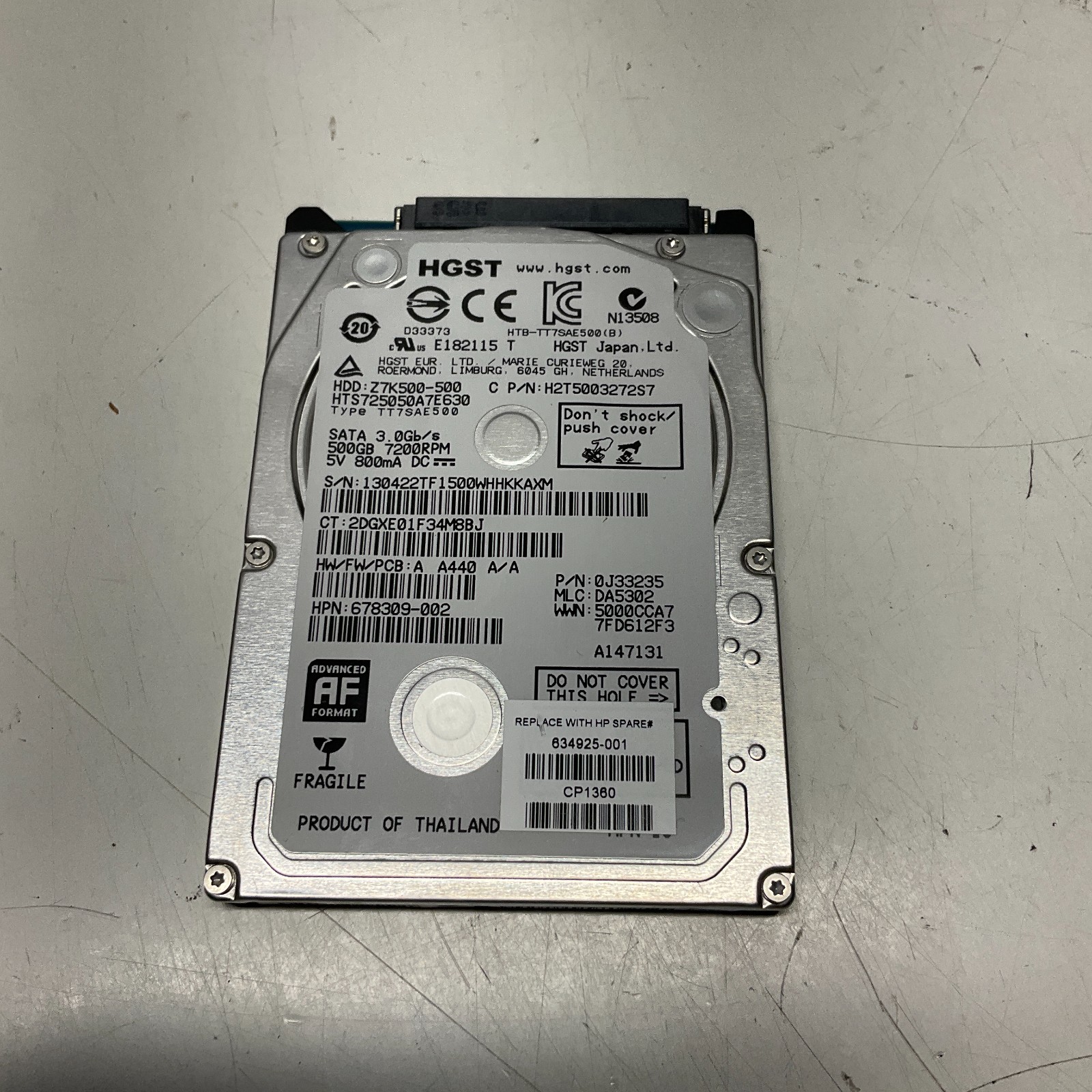 HGST Travelstar Z7K500-500 Laptop SATA Hard Drive 500GB 7200RPM