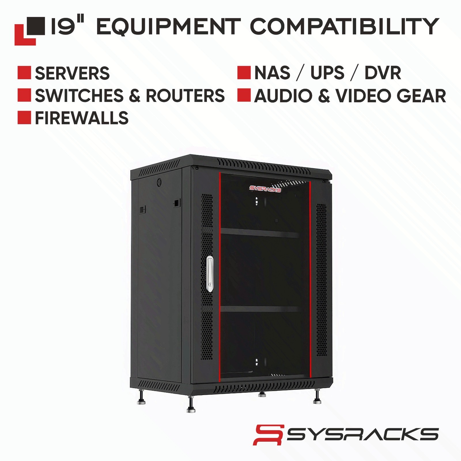 15U Sysracks Wall Mount IT Data Network Server Rack Cabinet Enclosure 18″ Depth