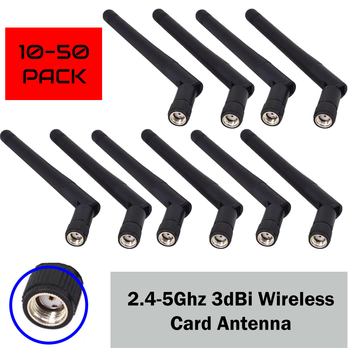 Lot of 10 – 50 Pack RP-SMA Antenna for WiFi 2.4GHz/5Ghz Wireless Card Router