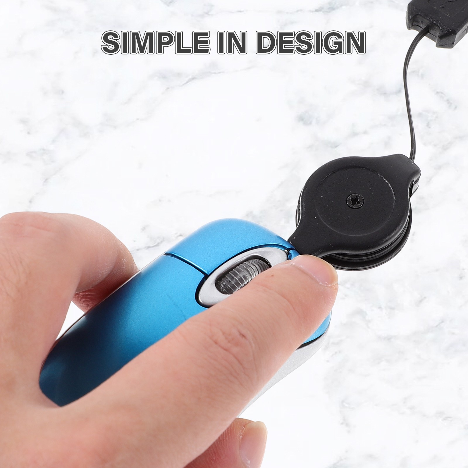 Mini Compact Travel Optical Mouse Retractable Cord Plug and Play for Windows New