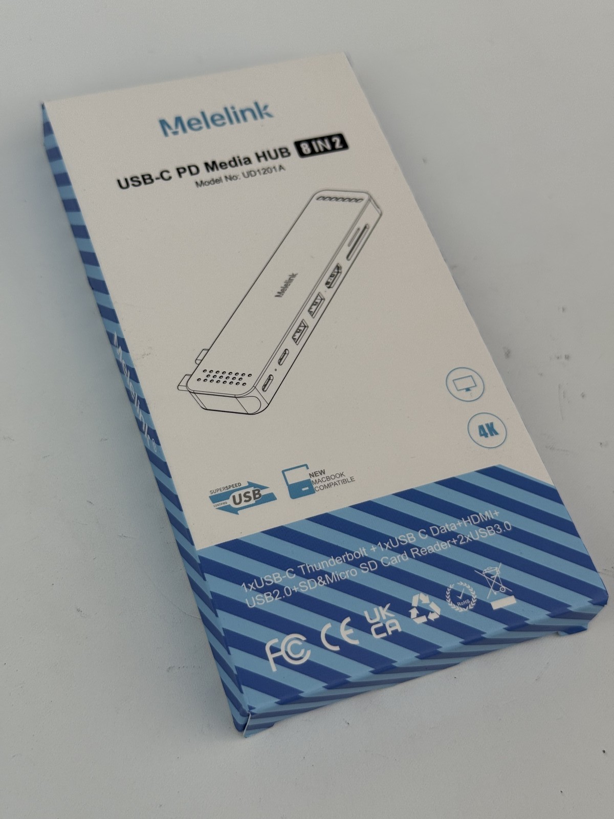 Melelink USB-C PD Media Hub 8-in-2 UD1201A MacBook HDMI Thunderbolt 3 SD NEW