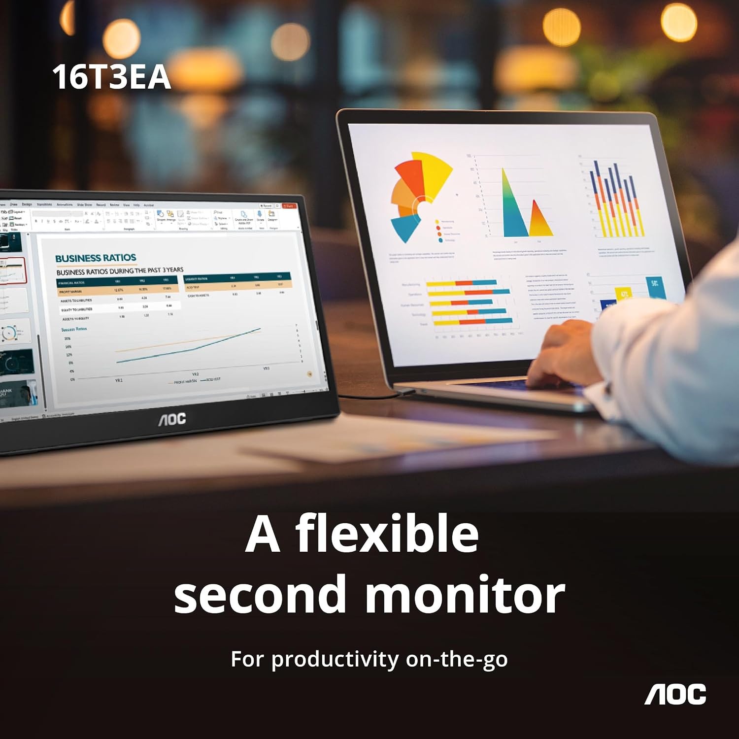 AOC 16T3EA 16” Class USB-C Ultra-Slim Portable Monitor with IPS Panel™