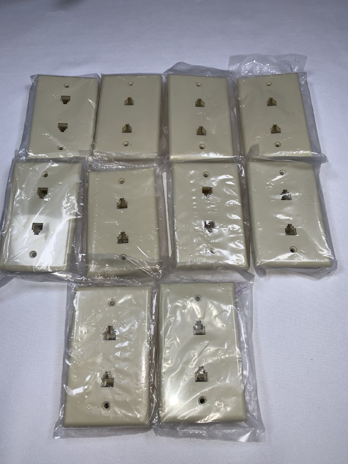 10 Ct. Phone Wall Plate RJ11 Dual Telephone Jack CAT3 Face Plate 6P6C Ivory NEW