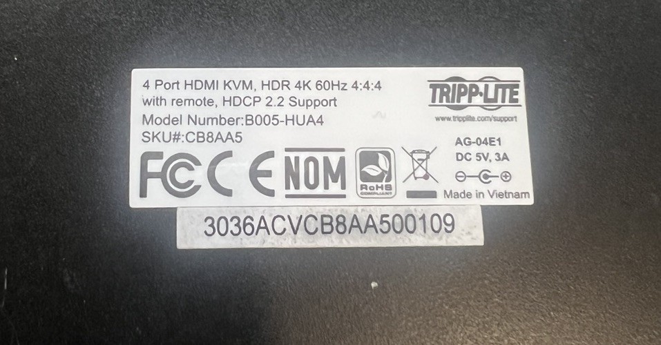 Tripp Lite B005HUA4 4-Port HDMI USB KVM Switch 4K 60Hz HDR Black