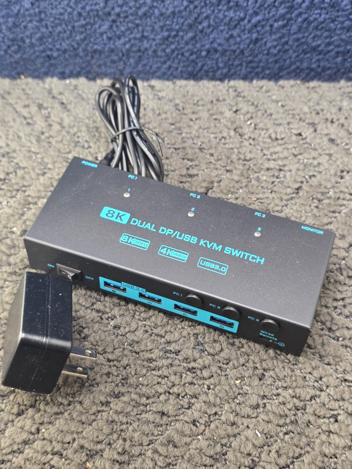 KCEVE 8K Dual DP/USB KVM Switch, Black 8K 30Hz, 4K 144Hz, USB 3.0