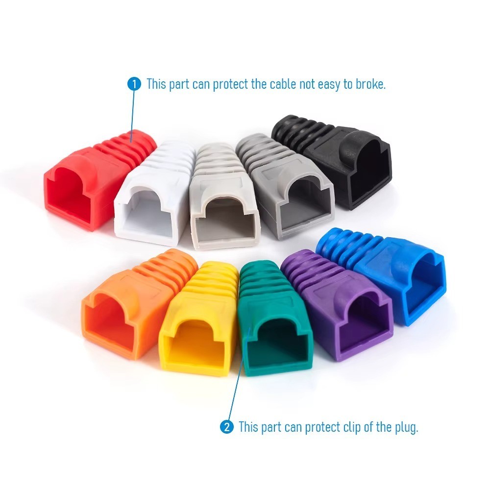 Mixed Color Ethernet Network Cable Strain Relief Boots Cable Conector Plug Cover