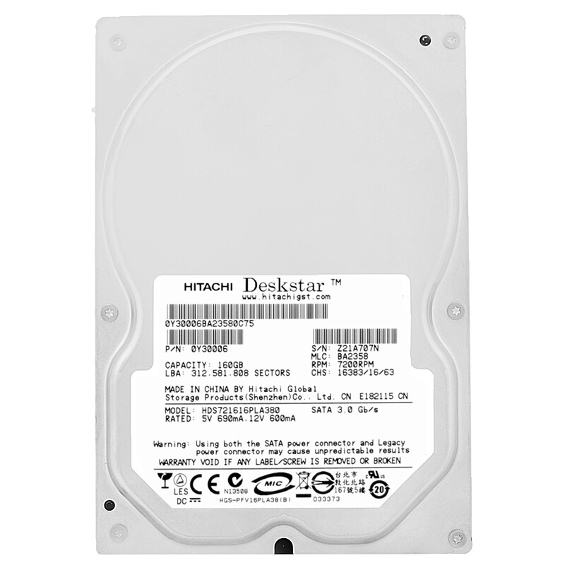 Hitachi 160GB HDS721616PLA380 8Mb Cache 7200Rpm SATA 3.5″ Inch Hard Drive