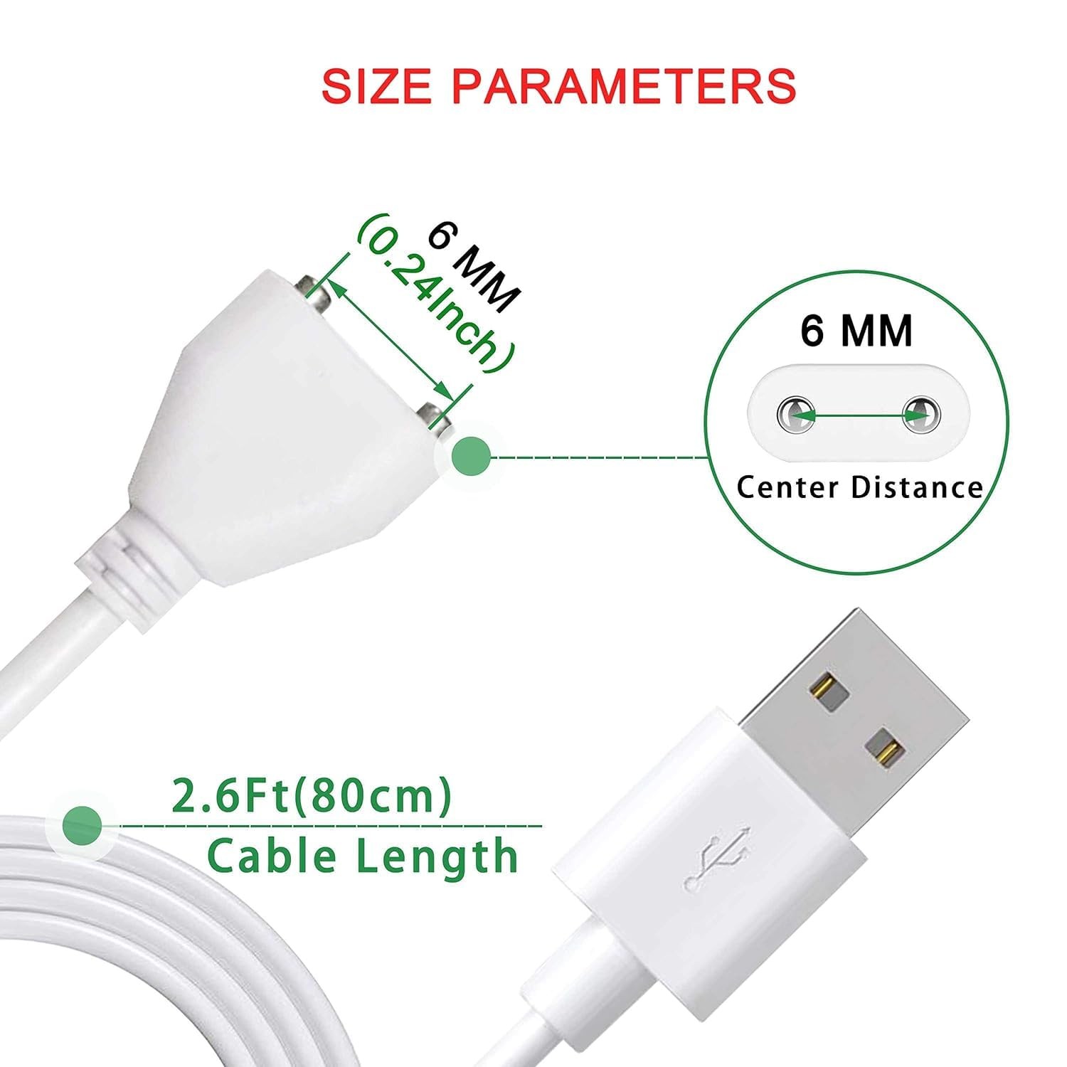 Bicmice Magnetic USB DC Charger Cable Replacement Charging 6MM/0.24Inch