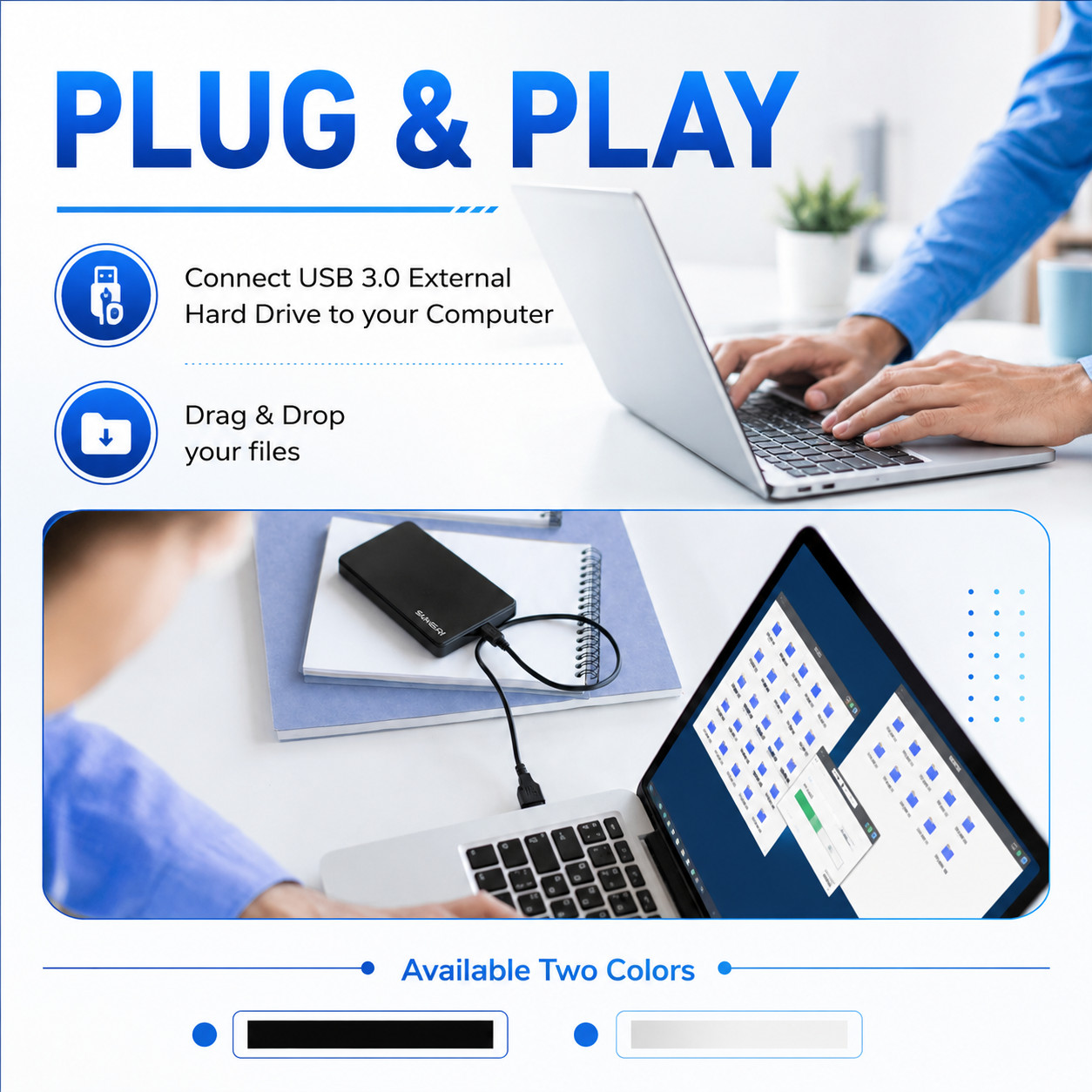 1TB External Hard Drive USB 3.0 Portable HDD PC Laptop & Mac Backup Storage 2.5″