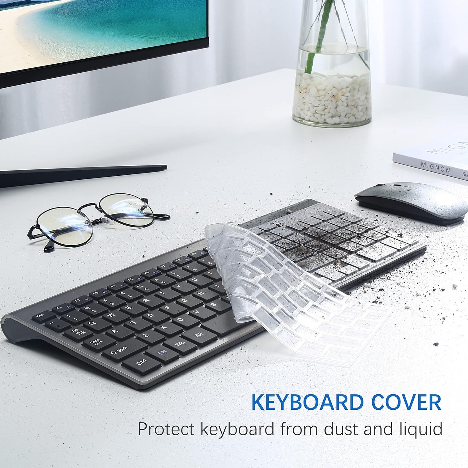 Wireless Keyboard and Mouse Ultra Slim Combo, TopMate 2.4G Silent Compact USB 24