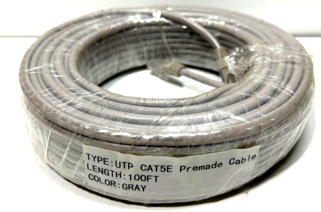 100ft Cat5e Snagless Unshielded(UTP) Ethernet Network Patch Cable – Gray RJ45(D5