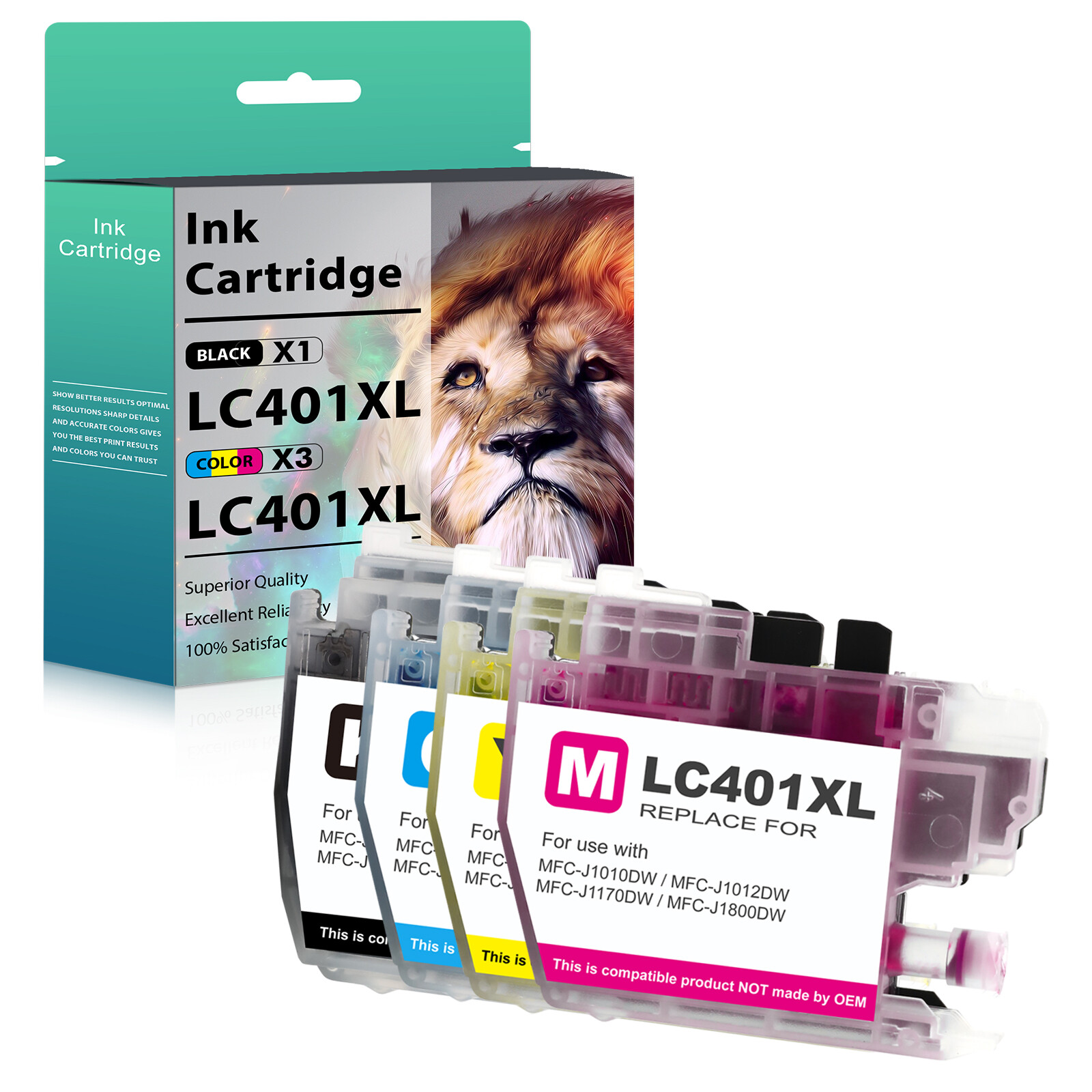 4pk LC401 LC401XL Ink Cartridges for Brother MFC-J1010DW MFC-J1012DW MFC-J1170DW