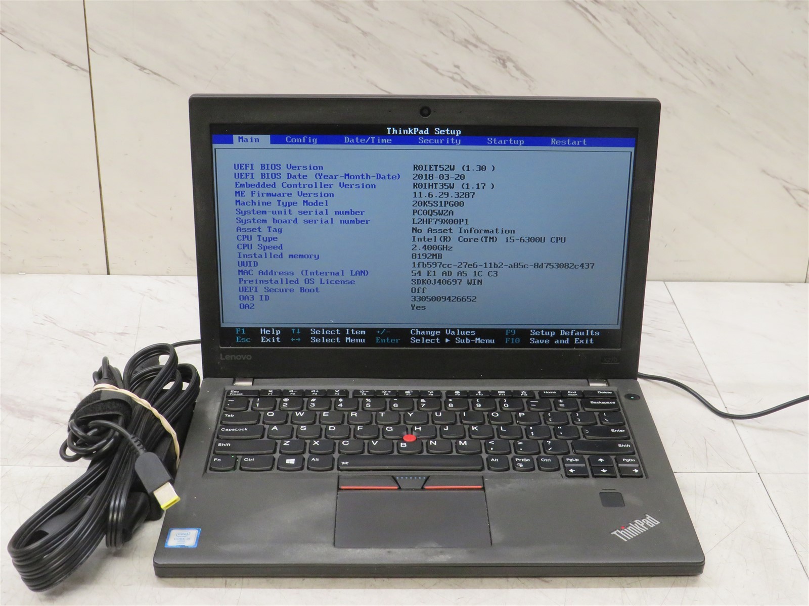 Lenovo ThinkPad X270 Intel Core i5-6300u @ 2.40GHz 8GB RAM 12.5″ Laptop With AC