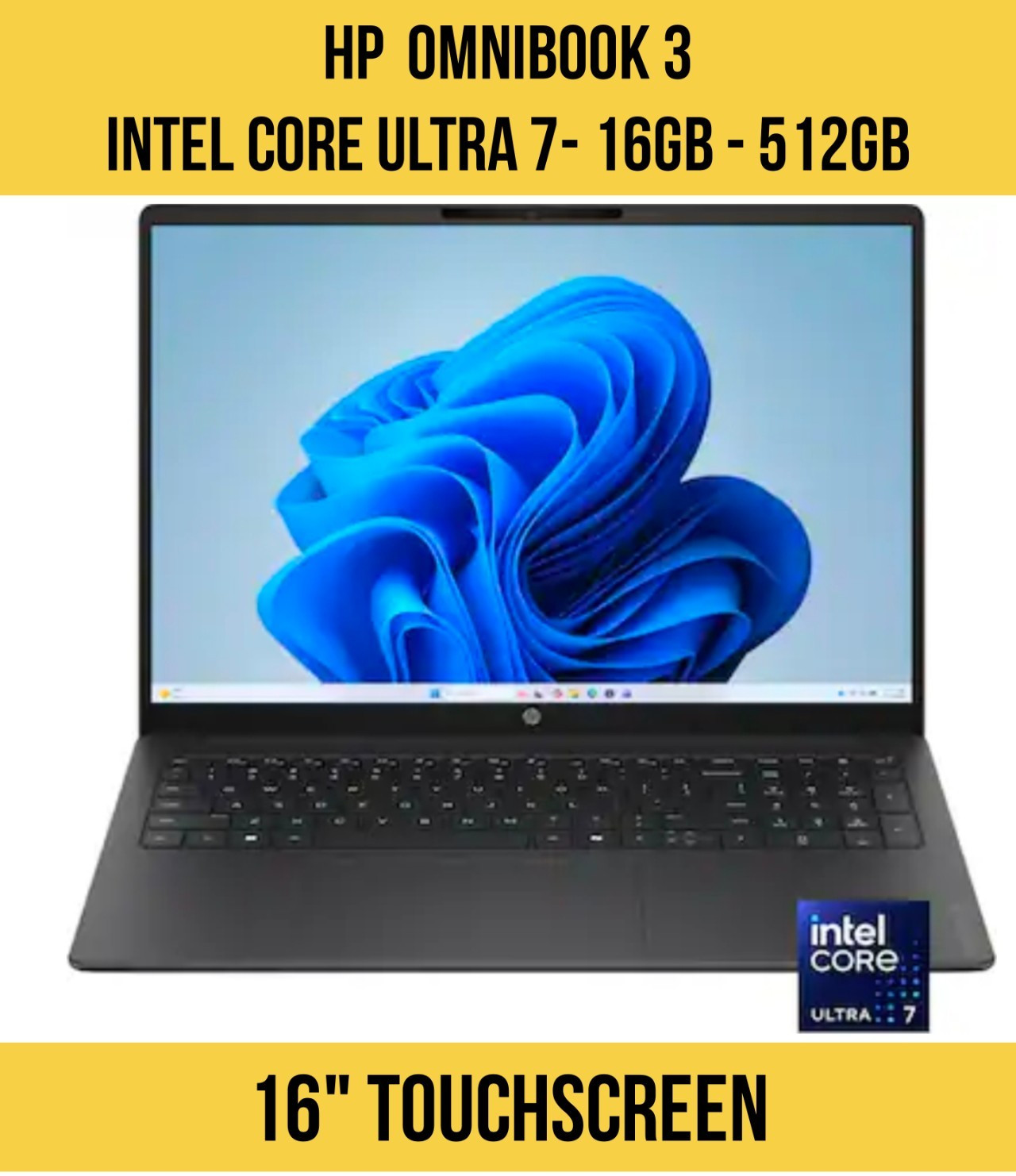 HP OmniBook 3 16″ 2K Touchscreen Laptop Intel Core Ultra 7-16GB-512GB SSD