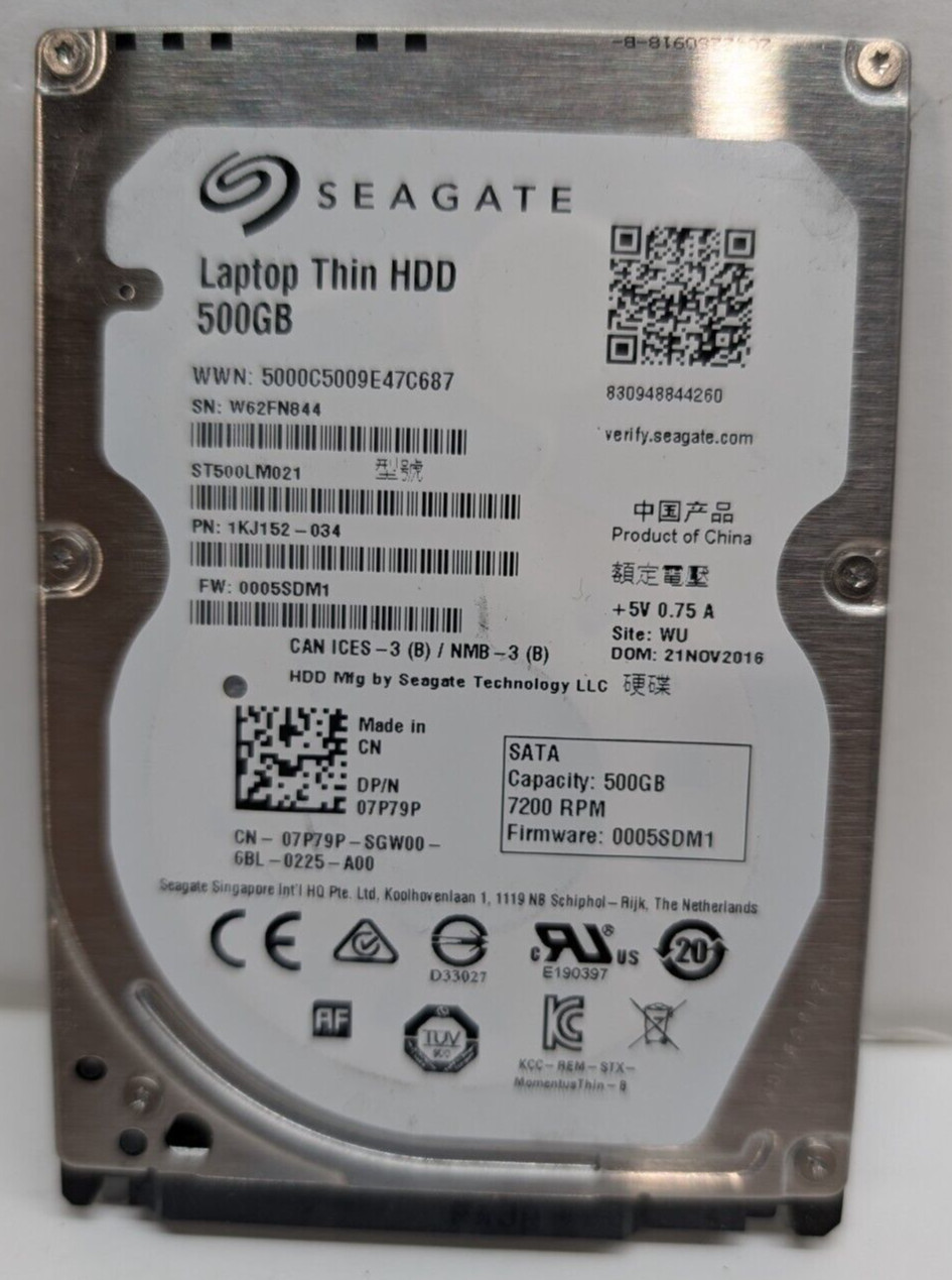 Seagate Thin HDD ST500LM021 500GB 7200RPM 2.5″ SATA Laptop Hard Drive