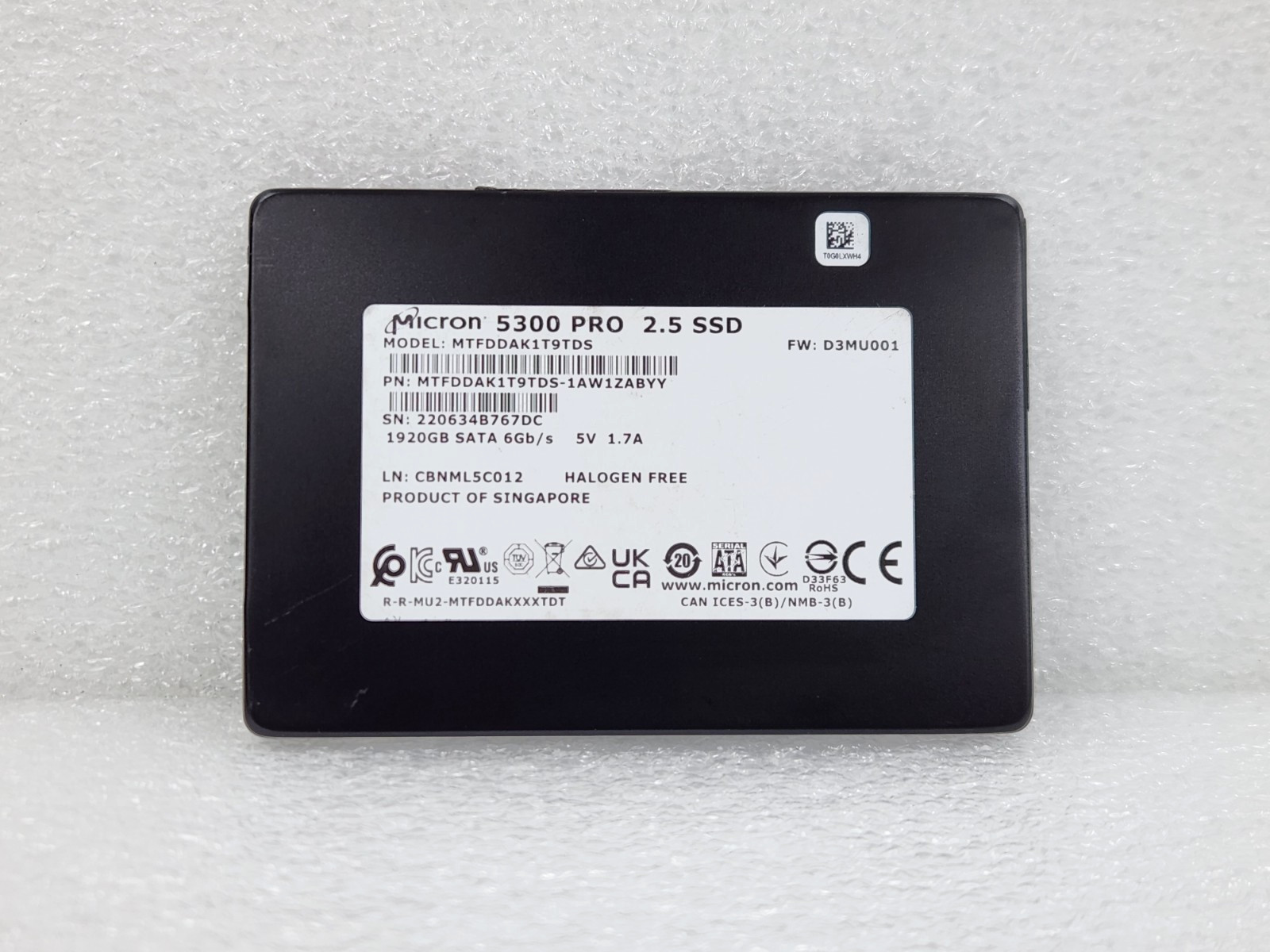 Micron 5300 PRO MTFDDAK1T9TDS 1.92TB SATA 6Gb/s 2.5″ Solid State Drive