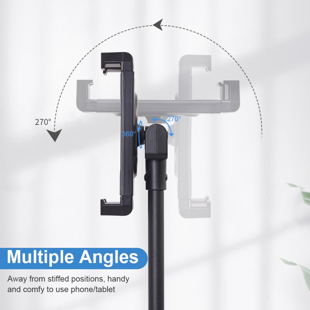 Strong Floor Bed Stand Tripod Mount Holder for Phone IPAD Pro 4.5”-12.9” Tablet