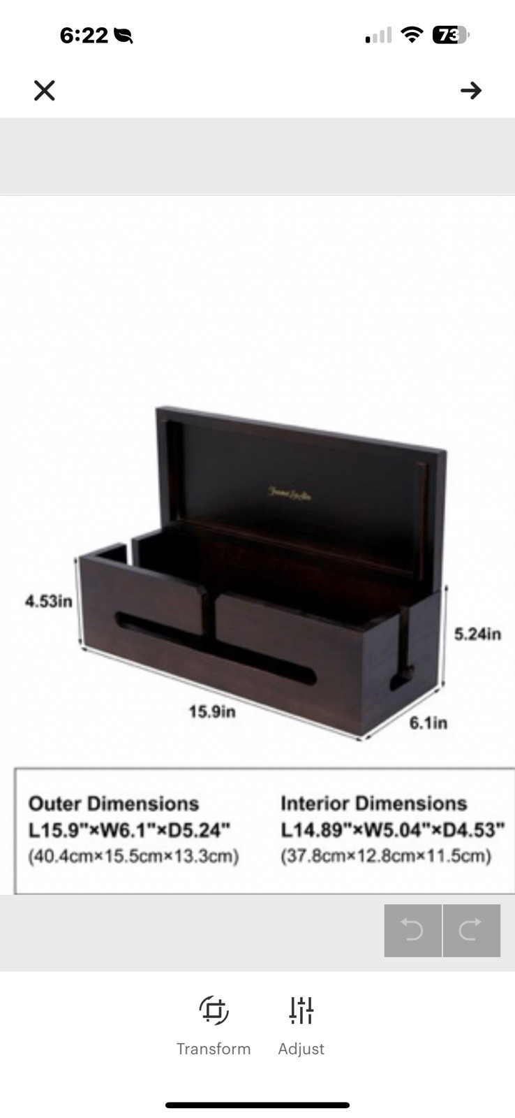 Dark Brown Wood Cable Minimalist Organizer Management Box, Wood Cord Desk Cable
